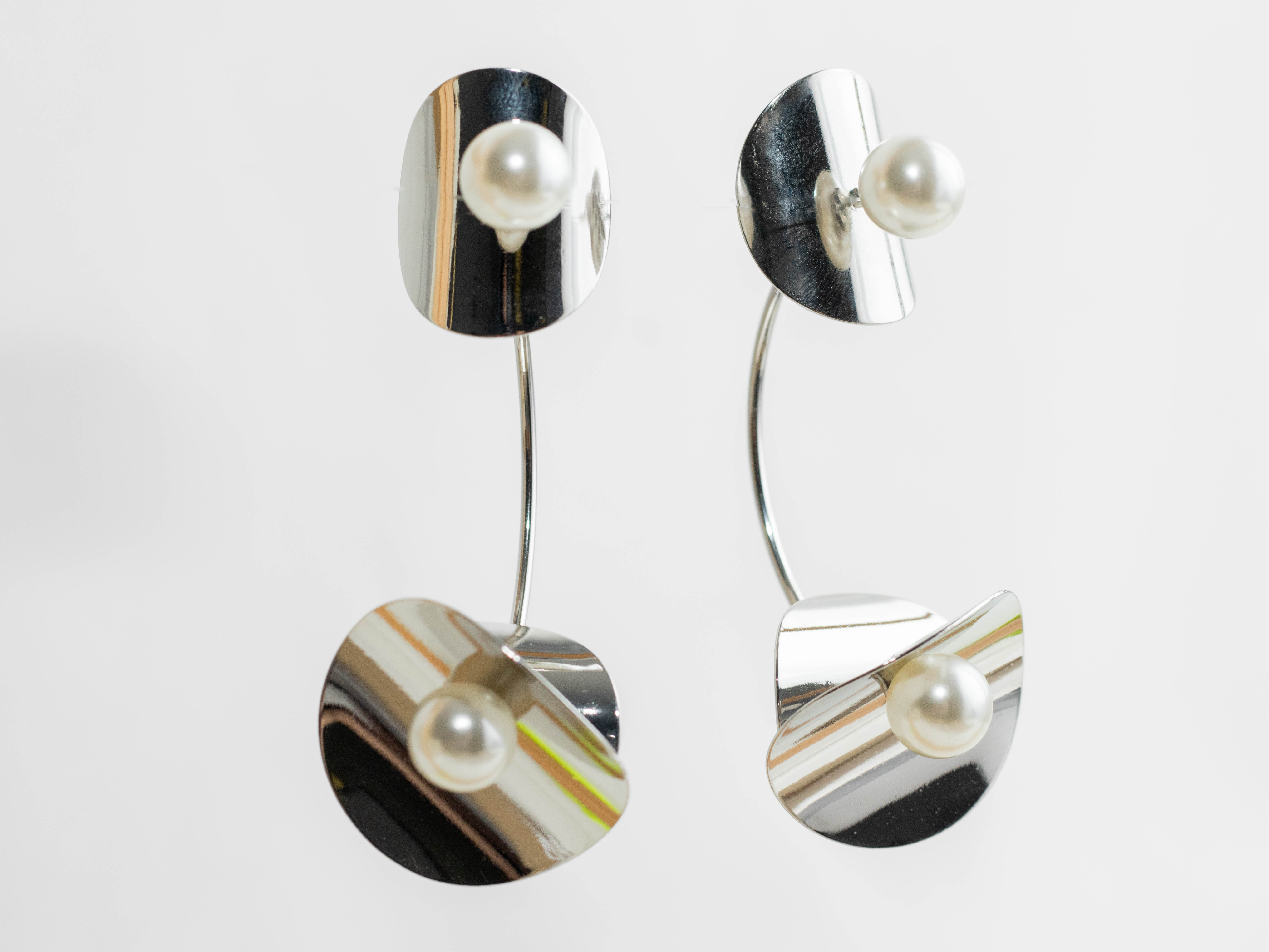 Aretes largos plateados - Image 2