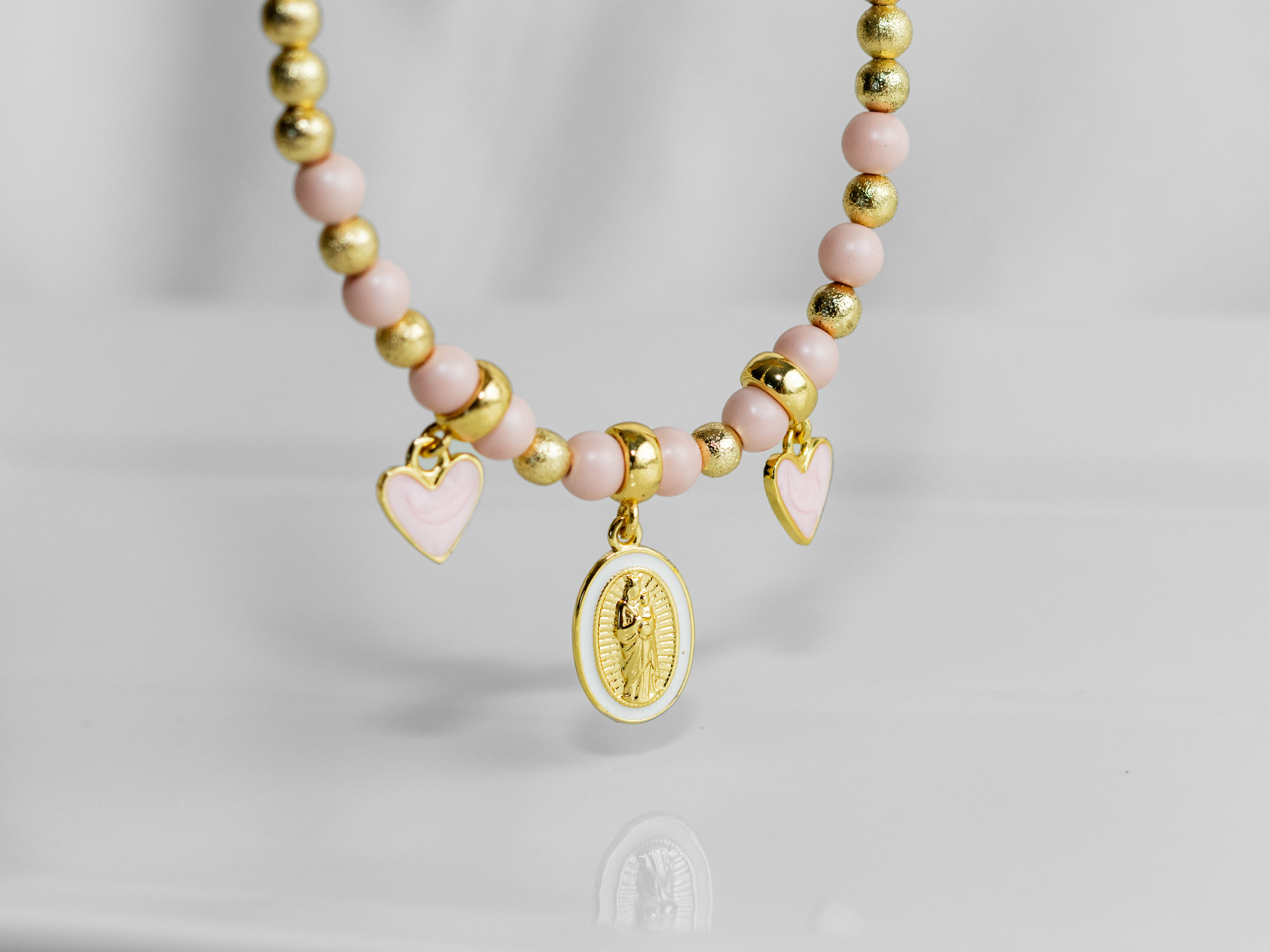 Collar balin rosado 3 dijes