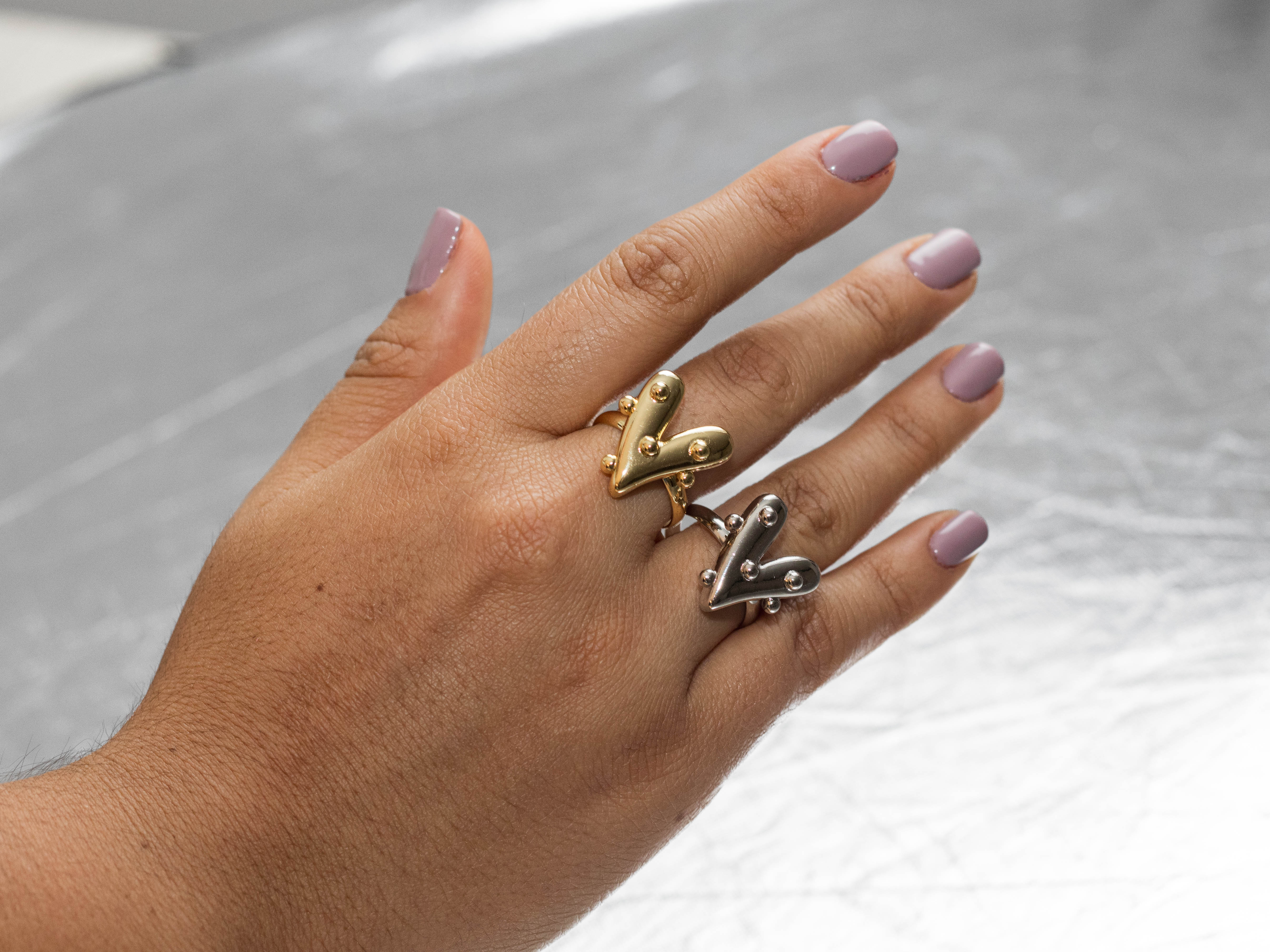 anillo corazon bolitas - Image 2